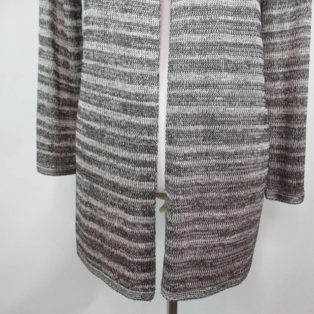 NIC+ZOE Silver & Black Open Front Knit Cardigan Women’s Size Medium